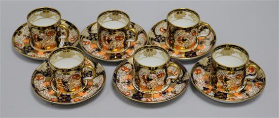 A Royal Crown Derby Imari pattern coffee set, pattern no. 4971, comprising six cups and six saucers